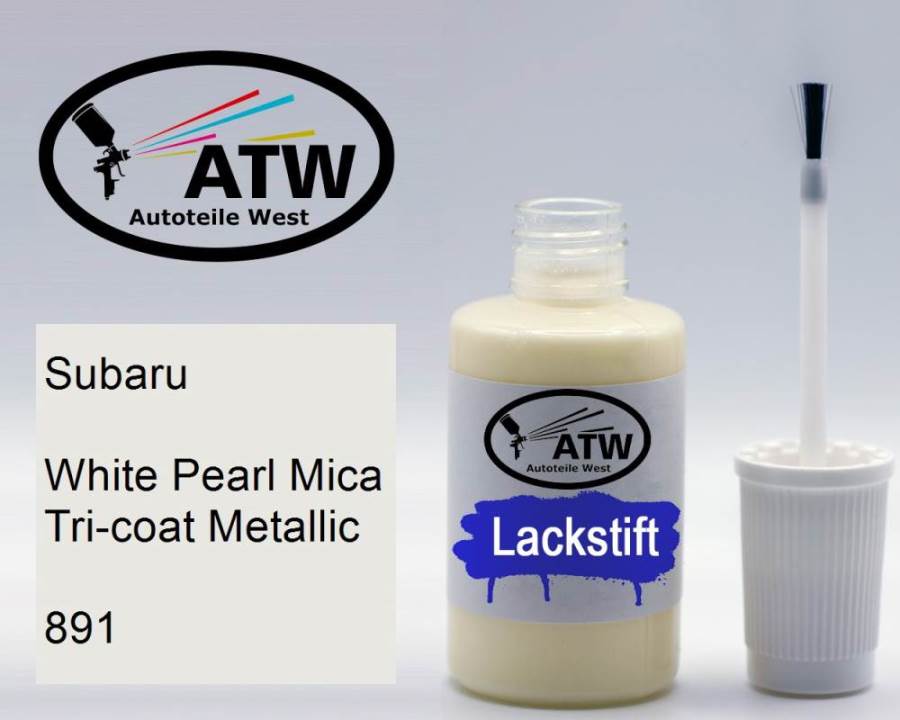 Subaru, White Pearl Mica Tricoat Metallic, 891: 20ml Lackstift, von ATW Autoteile West.